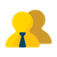 ícone com busto de dois bonecos amarelos, um na frente do outro. O primeiro usa gravata azul.