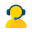 Ícone de um boneco amarelo usando um  HeadSet .
