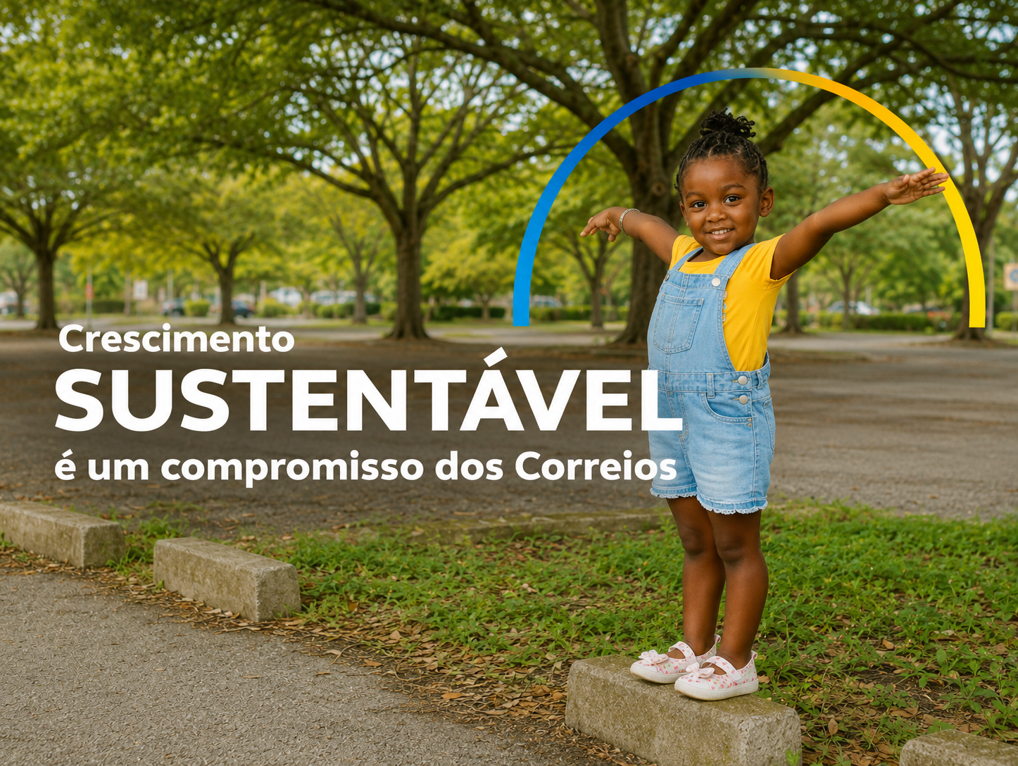 Sustentabilidade Empresarial Criança cercada por árvores olhando para cima