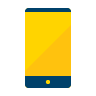 ícone de um celular com tela amarela e bordas azuis