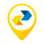 ícone de localização amarelo com o símbolo dos Correios.
