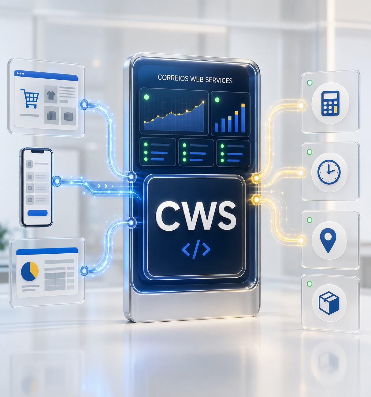 Correios API e API do Correios Chave CWS - ícone de um escudo e uma chave