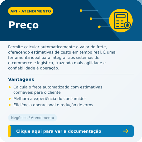 Preço - Correios API e API do Correios Card Preço.png