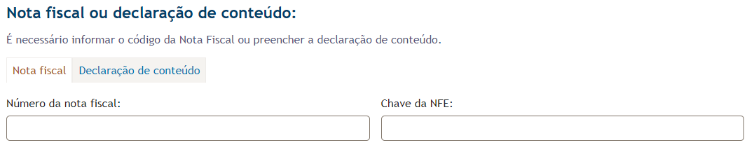 Nota fiscal ou declaração de conteúdo