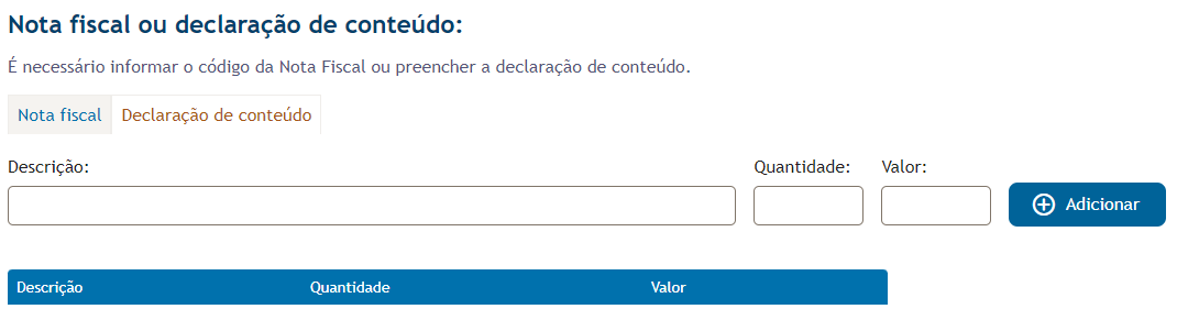 Declaração de conteúdo