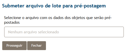 lote para pré postagem