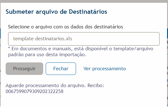 Submeter arquivo ver processamento