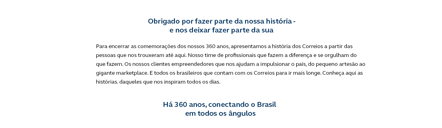 Imagem com texto da apresentação da história dos Correios a partir da visão dos clientes