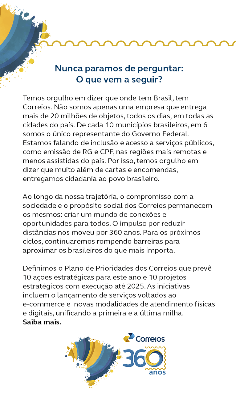 Imagem com texto sobre o plano de prioridades e ações estratégicas com execução até 2025