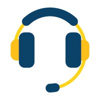 icone de headphone com microfone azul e amarelo