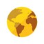 icone globo terrestre amarelo e marrom