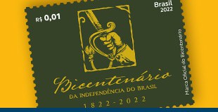 Imagem do selo verde com a marca oficial do bicentenário da independência