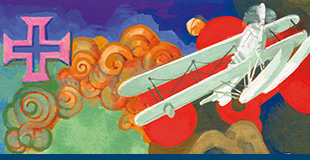 imagem_310x160px_travessia_atlantico.jpg Emissão filatélica travessia do atlântico. Imagem colorida com avião e a cruz de malta.