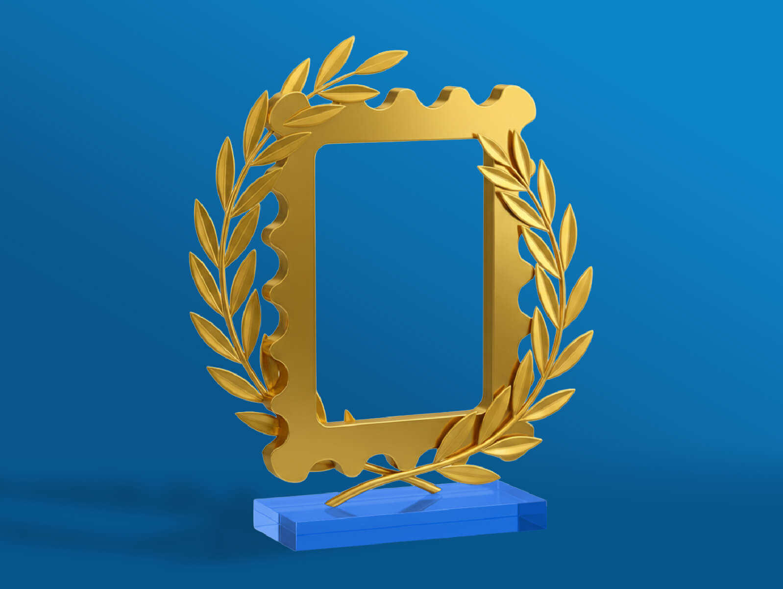 Imagem com fundo amarelo de um troféu