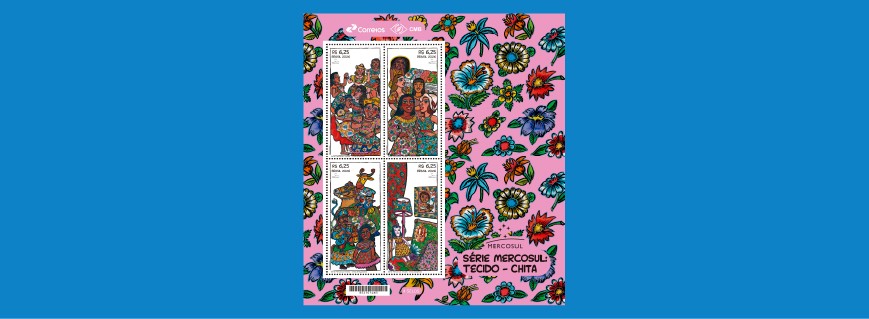 Imagem abstrata com o seguinte texto - Série Mercosul Tecido Chita.