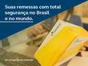 Foto de uma caixa de encomenda com texto de propaganda formato mobile