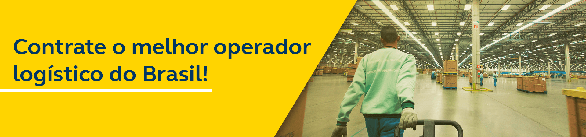 Banner - Contrate o melhor operador logístico do Brasil! - Homem puxando carretinha com encomendas