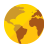 Globo terrestre em amarelo, os países em amarelo escuro