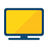 icone de monitor azul com a tela amarela