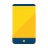 ícone de celular azul com tela amarela