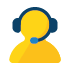 icone de perfil de pessoa amarela com fone e microfone azul