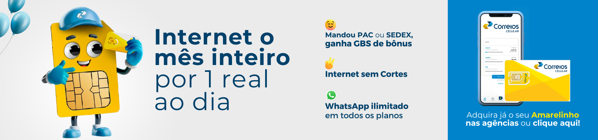 Correios Celular - Internet o mês inteiro por 1 real ao dia