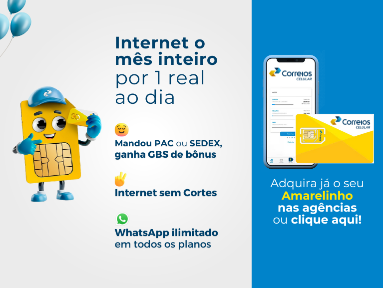 Correios Celular - Internet o mês inteiro por 1 real ao dia