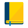 ícone de um livro amarelo e azul